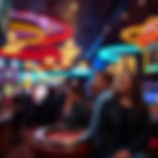 Vibrant casino floor with beginners enjoying various games