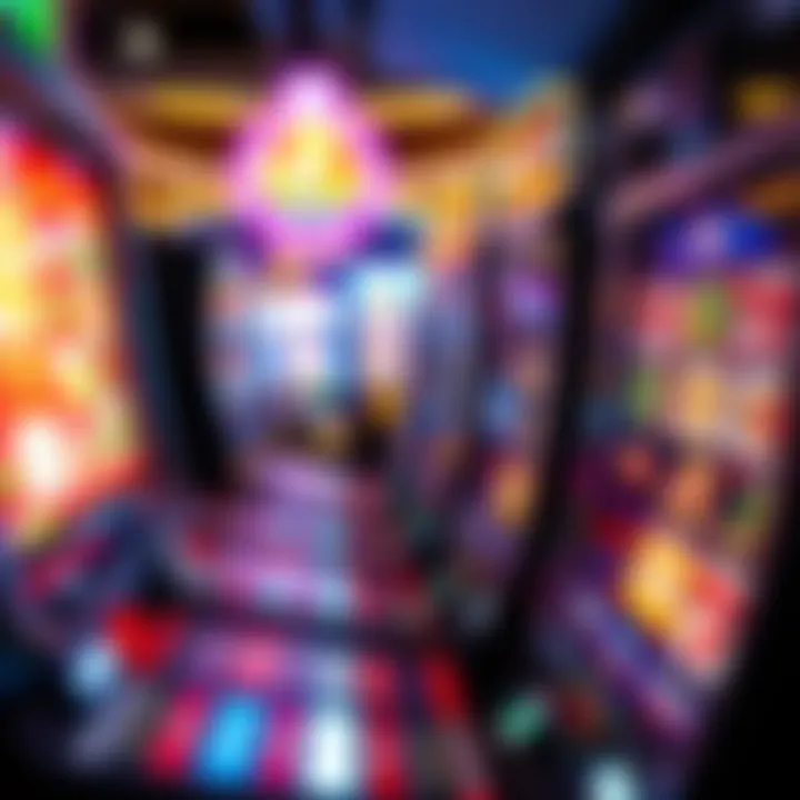 Close-up of slot machines with sparkling lights