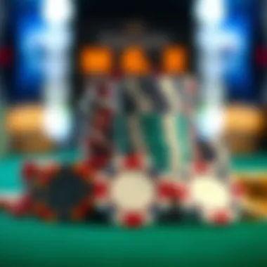 Casino chips arranged by material composition