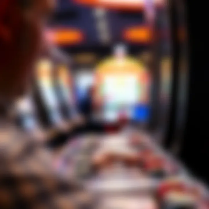 A close-up of a player interacting with a slot machine