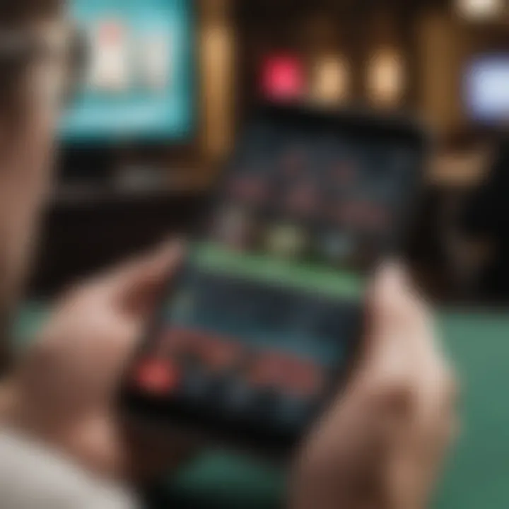 Player engaging with a mobile betting app