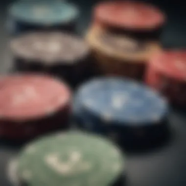 Premium Poker Chips Collection Close-up of premium poker chips with unique designs