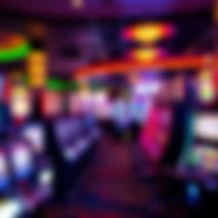 Brightly lit casino floor showcasing various slot machines