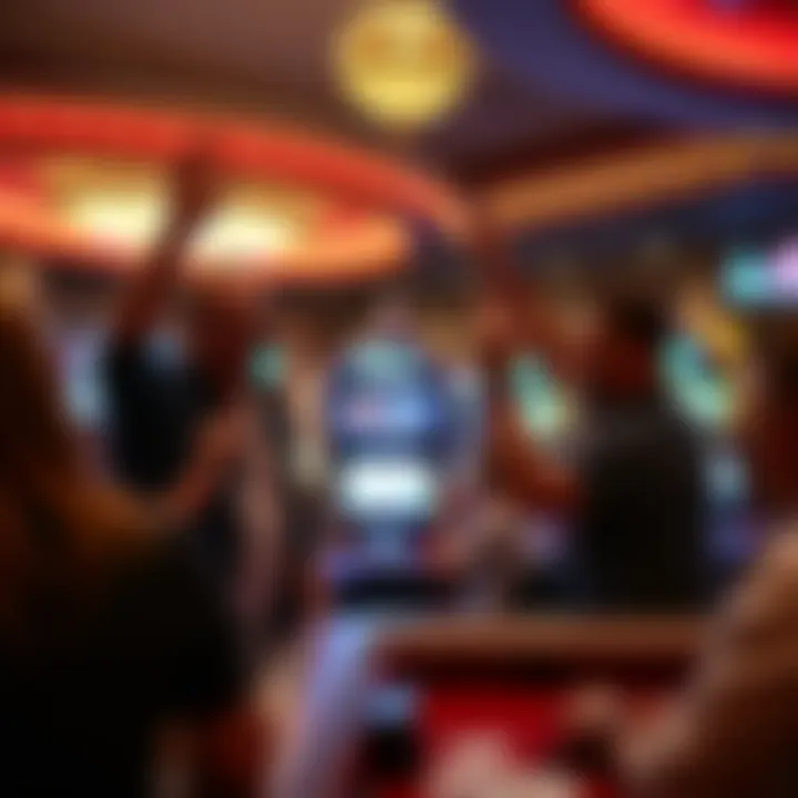 A group of excited players celebrating a jackpot win at a casino.