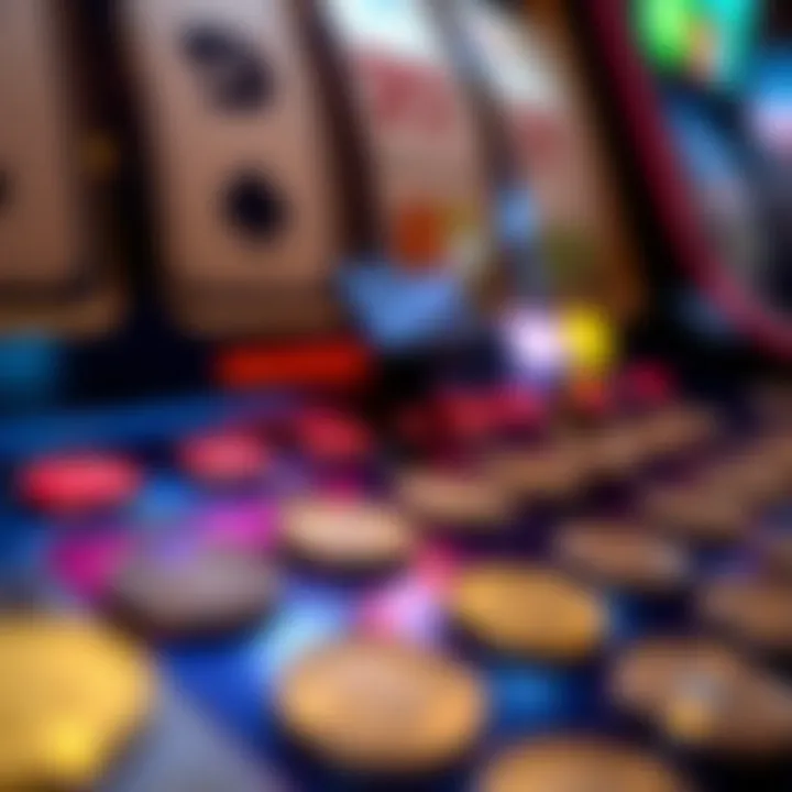 A close-up view of coin slots and payout indicators on a slot machine