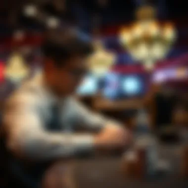 A strategic player analyzing their next move at the gaming table.