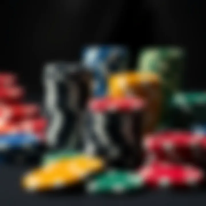 High-quality poker chips in various colors