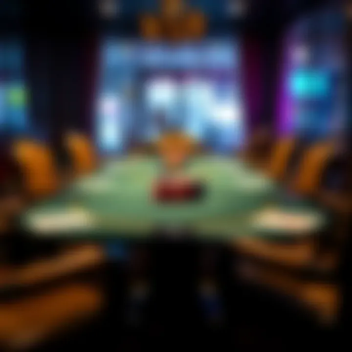 Stylish poker table set up for a game
