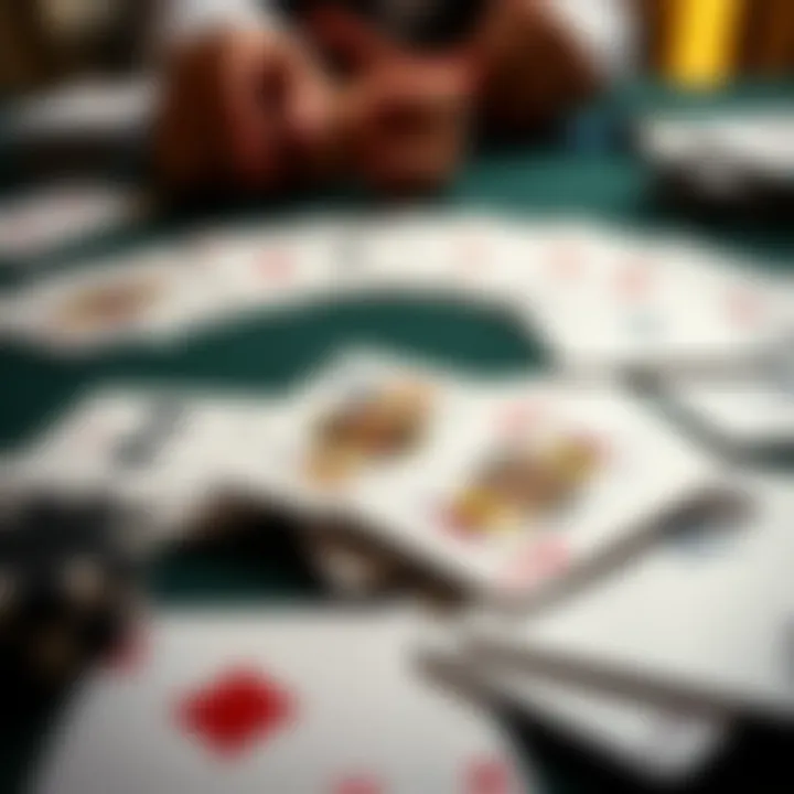 Professional playing cards spread on a table