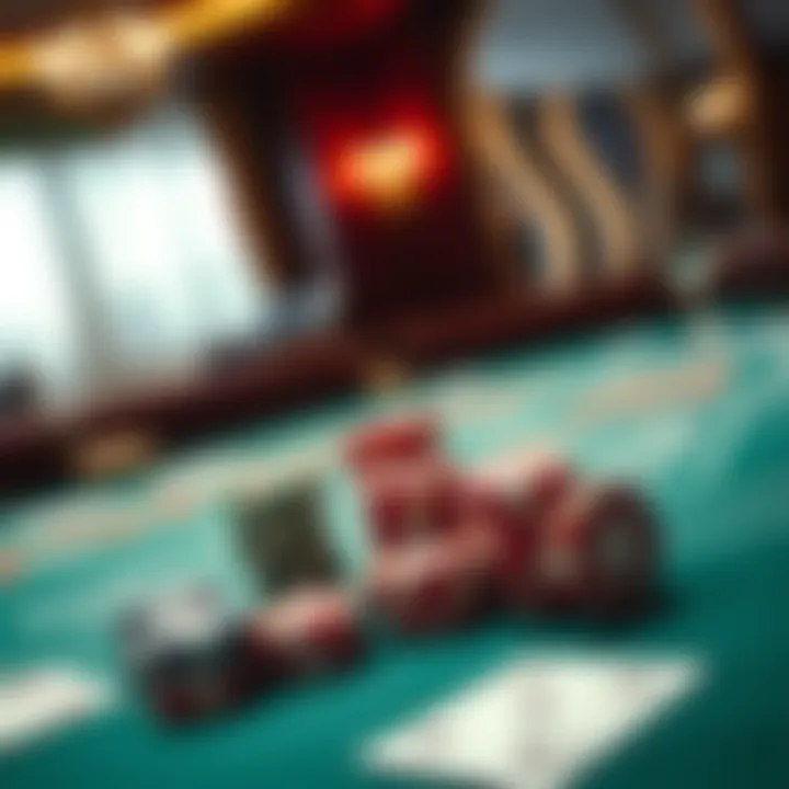 Elegant baccarat table setup featuring cards and chips