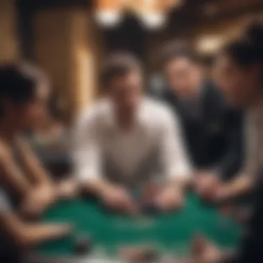 Players engaged in an intense poker game, showcasing diverse strategies