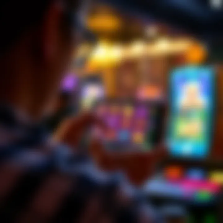 User engaging with a mobile slot game on a smartphone