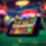 Gambling App Interface A smartphone displaying a vibrant gambling app interface