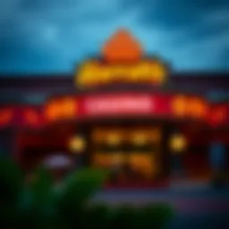 Exterior view of Harrah's Casino North Carolina showcasing its vibrant entrance