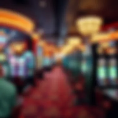 Interior layout of gaming options with various slot machines and table games