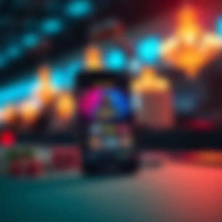 A smartphone displaying a money-winning app interface with vibrant graphics