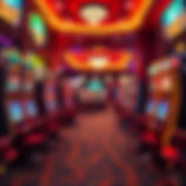 Interior shot showcasing a vibrant Megabucks slot machine area