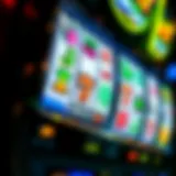 A close-up of a jackpot slot machine displaying vibrant graphics and icons