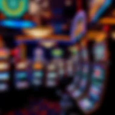 An overview of a gaming floor filled with various jackpot slot machines