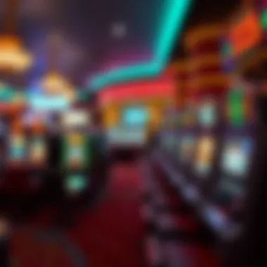 An overview of a casino floor featuring a variety of midway slot machines