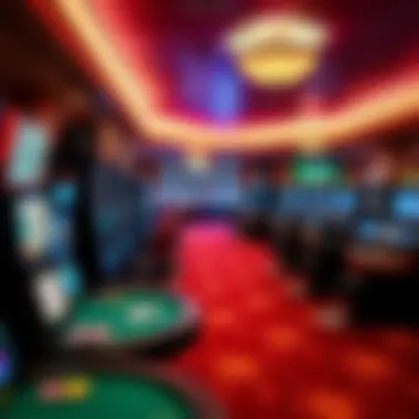 Exciting gaming floor with diverse gaming tables and machines