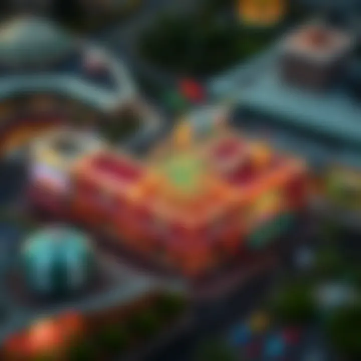 Aerial view of New Orleans Fairgrounds Casino showcasing its vibrant exterior.