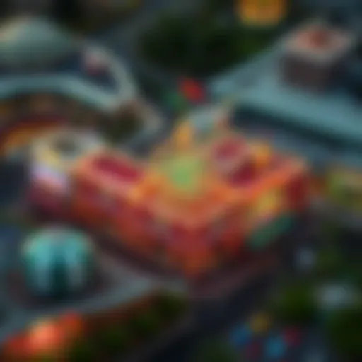 Aerial View of the Casino Aerial view of New Orleans Fairgrounds Casino showcasing its vibrant exterior.