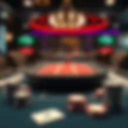 A digital representation of a poker table showcasing various card games