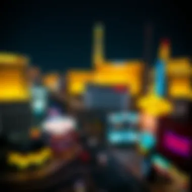 A stunning view of the Las Vegas Strip at night, showcasing vibrant lights and iconic landmarks.