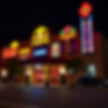 Vibrant Casino Exterior at Night Exterior view of a popular casino in Oklahoma City showcasing its vibrant atmosphere at night.