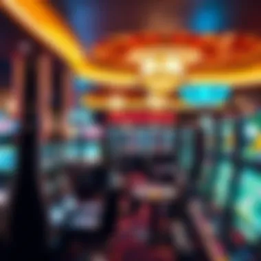 Modern Gaming Area with Slot Machines Interior gaming area filled with modern slot machines and gaming tables, highlighting the excitement of play.