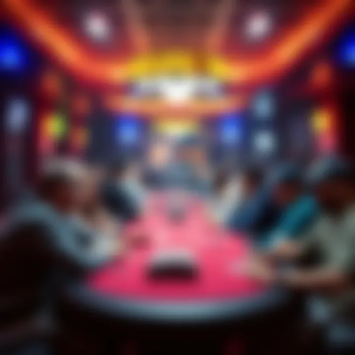 A vibrant poker lodge with players engaged in a game