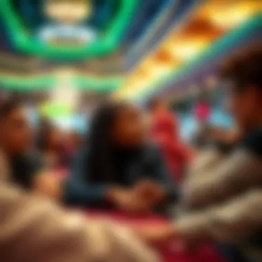 A bustling casino floor filled with diverse guests enjoying games