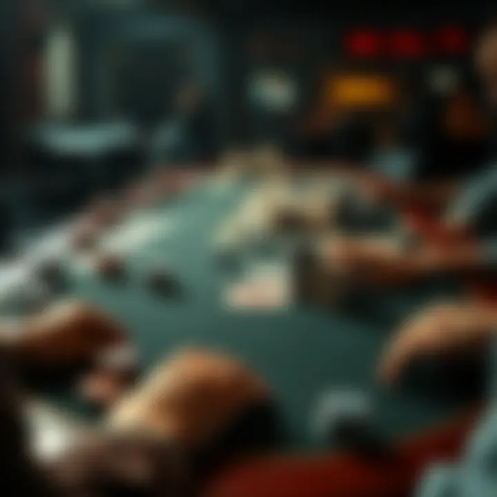 A strategic overview of a multi poker game table displaying various player positions and stacks.