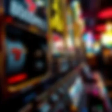 Close-up of slot machine mechanics in action