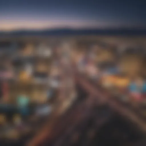 A panoramic view of the Las Vegas Strip highlighting the vibrant casino architecture