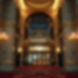 Grand entrance of a luxury casino showcasing elegant architecture