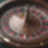 The roulette wheel showcasing various betting options