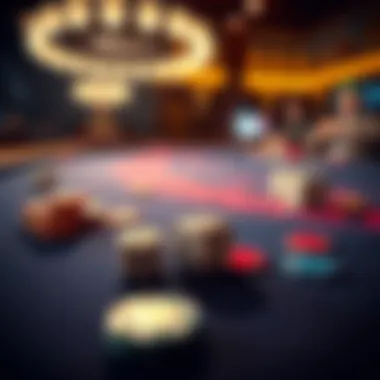 Exciting Gaming Table A vibrant gaming table setup with dice and betting chips