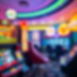 A vibrant display of various slot game themes