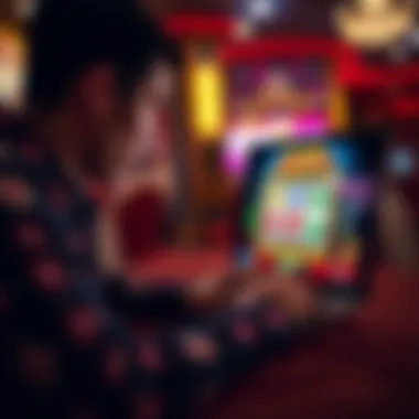 Player engaging with an online slot game on a laptop