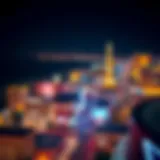 Spectacular aerial view of the Las Vegas Strip showcasing vibrant lights and iconic venues