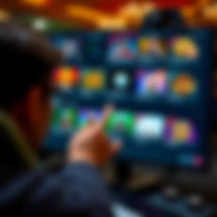 User navigating through various game options on a betting platform