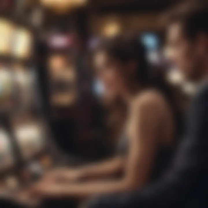 Close-up of a player engaging with a slot machine