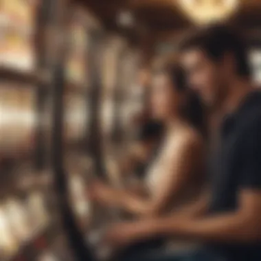 A group of friends enjoying slot machines together