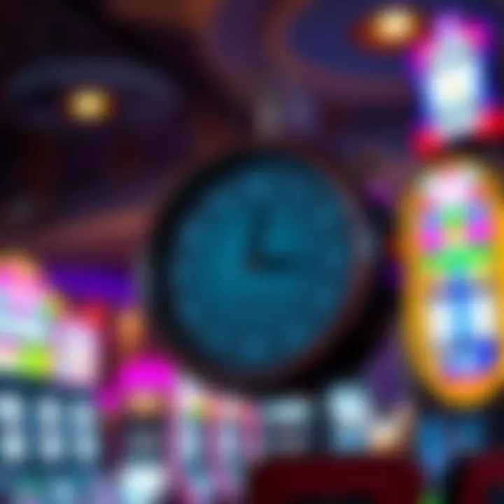 Understanding Peak Hours for Slot Play A clock indicating peak hours in a bustling casino