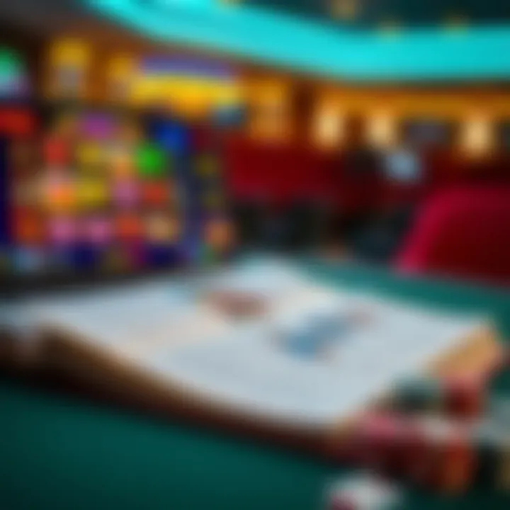 Strategic Insights for Slot Enthusiasts A strategy guide opened next to a stylish laptop with slot game interface on the screen