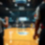 The Intensity of March Madness Basketball court during March Madness action