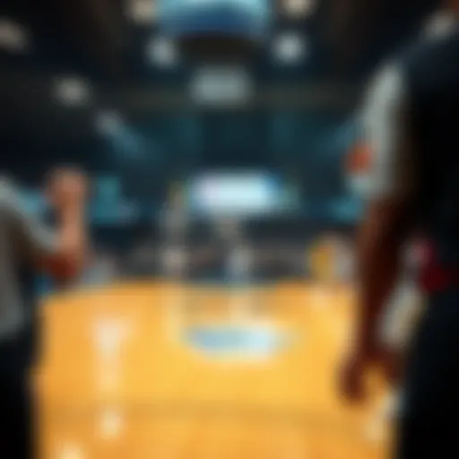 The Intensity of March Madness Basketball court during March Madness action