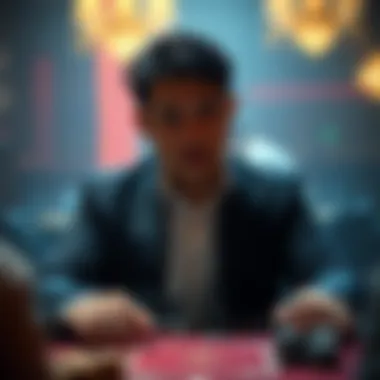 Contemplation of Strategy in Pai Gow A player contemplating their next move in a game of Pai Gow